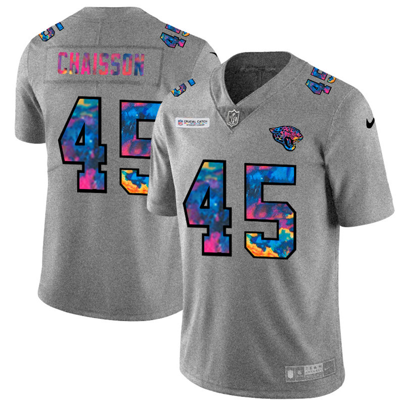 NFL Jacksonville Jaguars 45 KLavon Chaisson Men Nike MultiColor 2020 Crucial Catch Jersey Grey